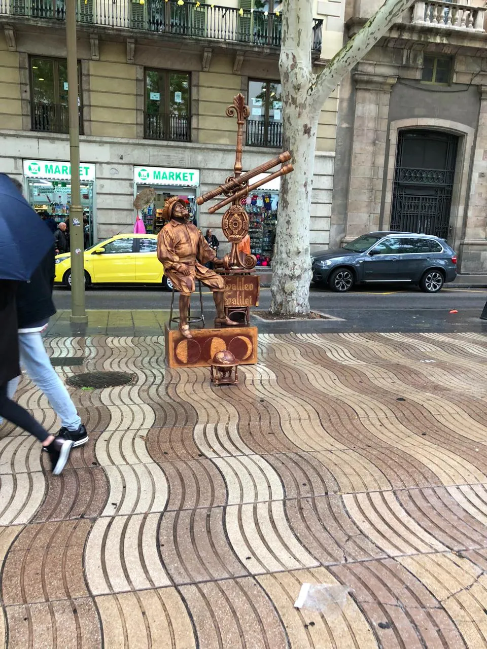 兰布拉大道上的街头艺人